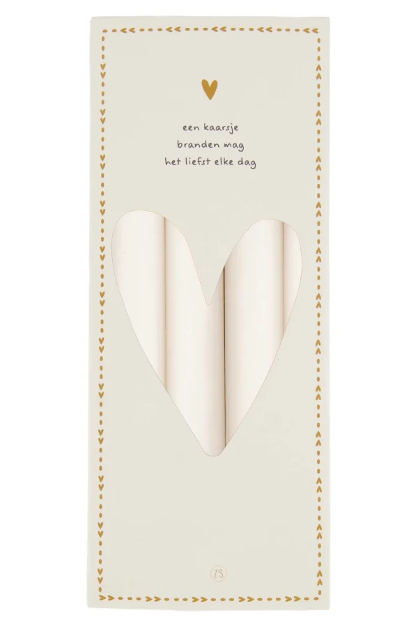 Discount 4 rustieke kaarsen 20cm kleur off white Kaarsen