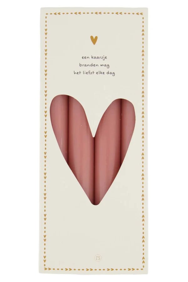 Best Sale 4 rustieke kaarsen 20cm kleur roze rood Kaarsen