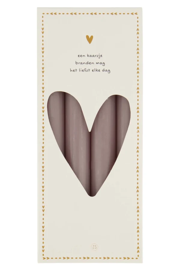 New 4 rustieke kaarsen 20cm kleur warm grijs Kaarsen