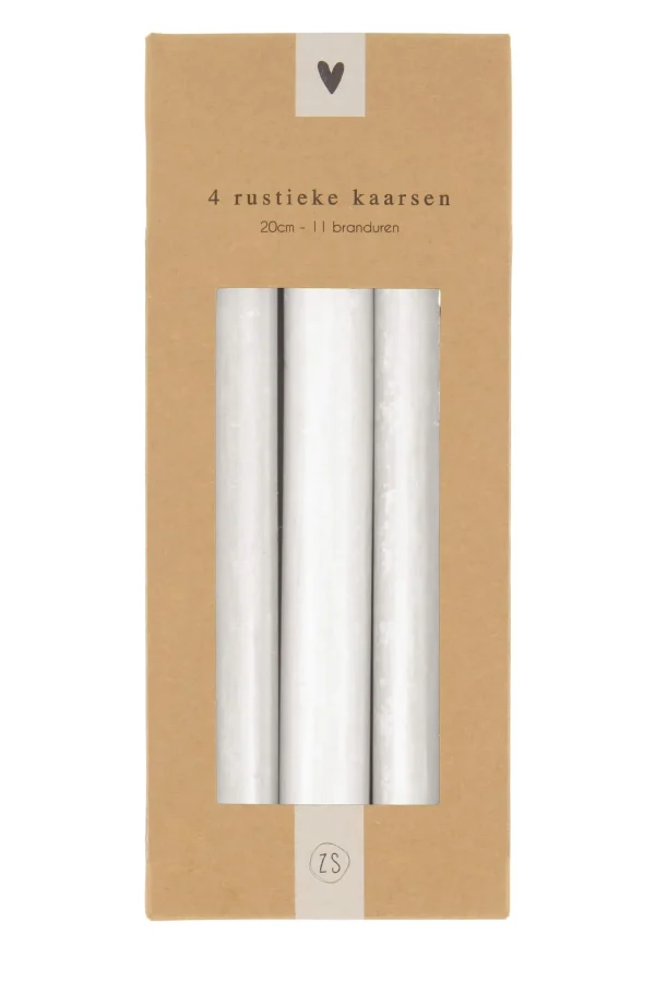 New 4 rustieke kaarsen 20cm Kaarsen