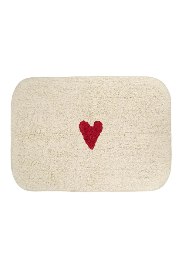 Store badmat hartje roze rood/off white Bad