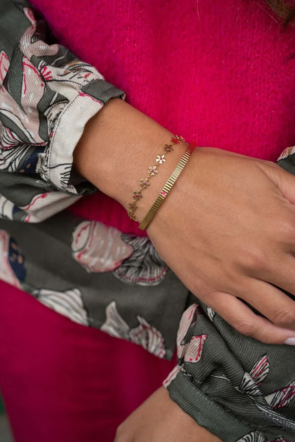 Sale bangle armband met hartje roze rood Armbandjes