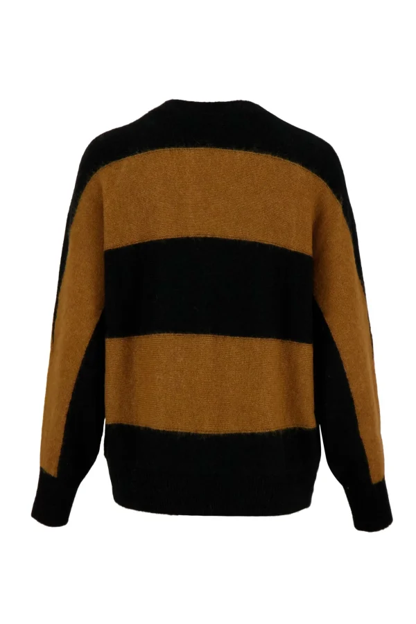 New batwin trui met streep camel/zwart Truien