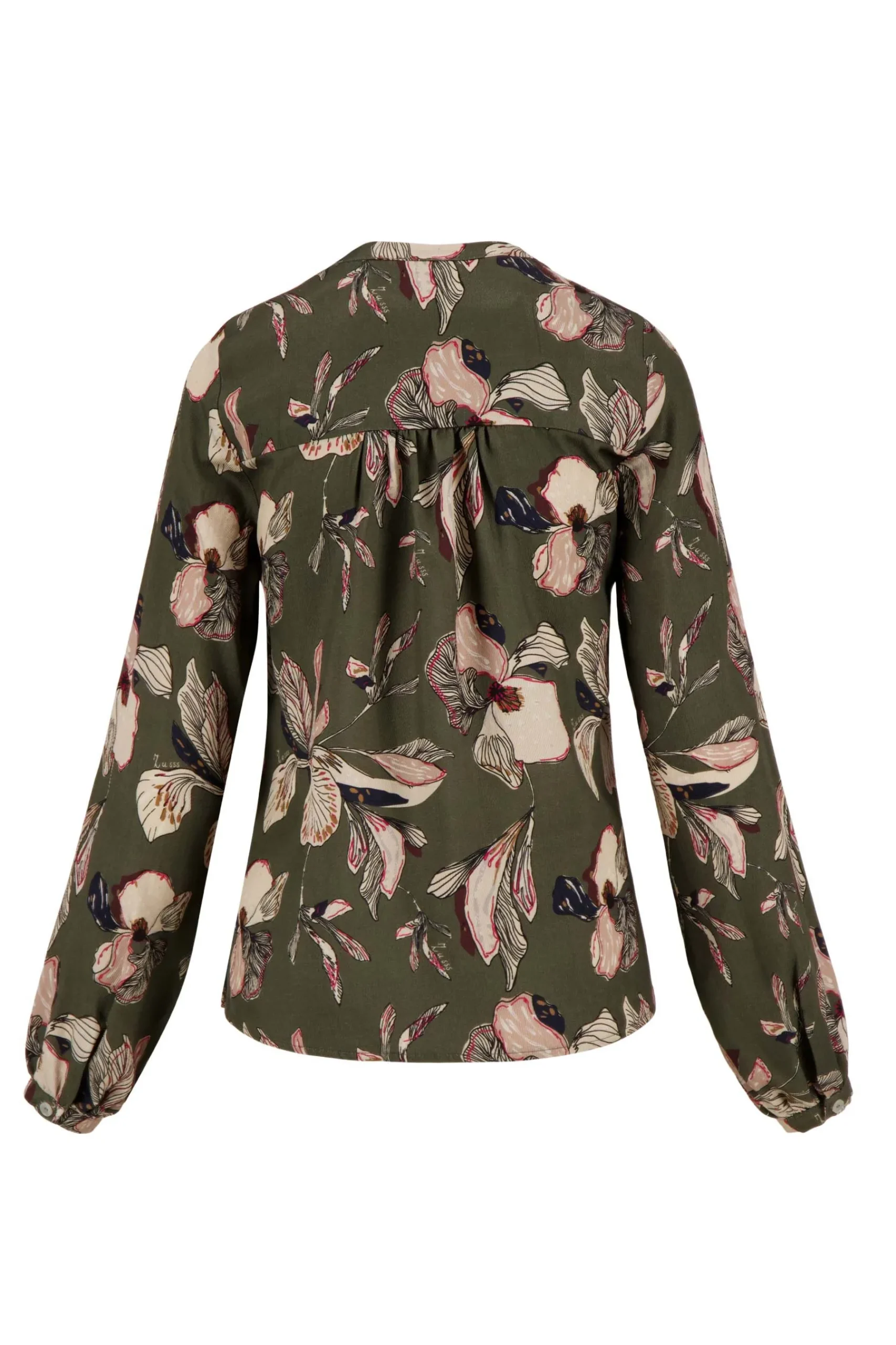 zusss_blouse_met_iris_bloemen_print_donkergroen_2.webp Online blouse met iris bloemen print Tops