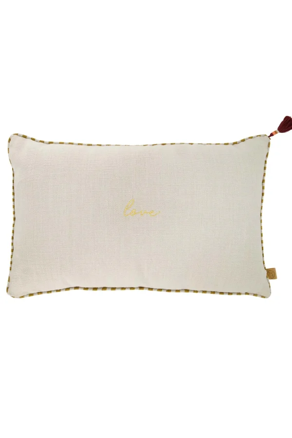 Sale buitenkussen love 60x30cm peper en zout/oker Buiten