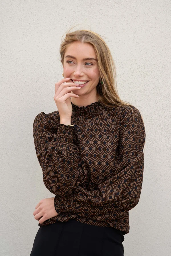 Outlet col met blockprint Tops