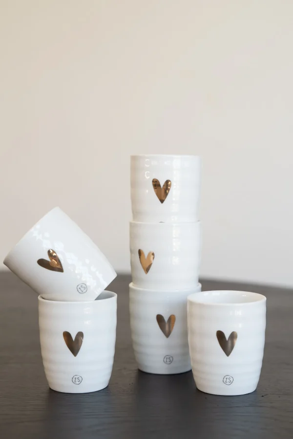 Outlet espressokopje goud hartje (set van 6) Servies