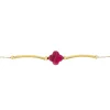 Online fijne armband met bloem roze rood Armbandjes