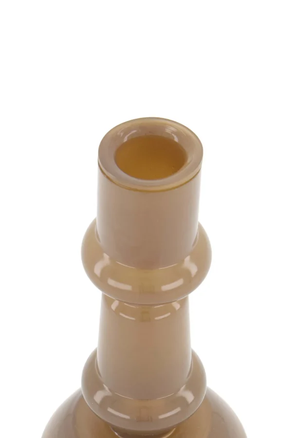 Hot glazen kandelaar 18cm warm grijs Kaarsen | Kaarsenhouders