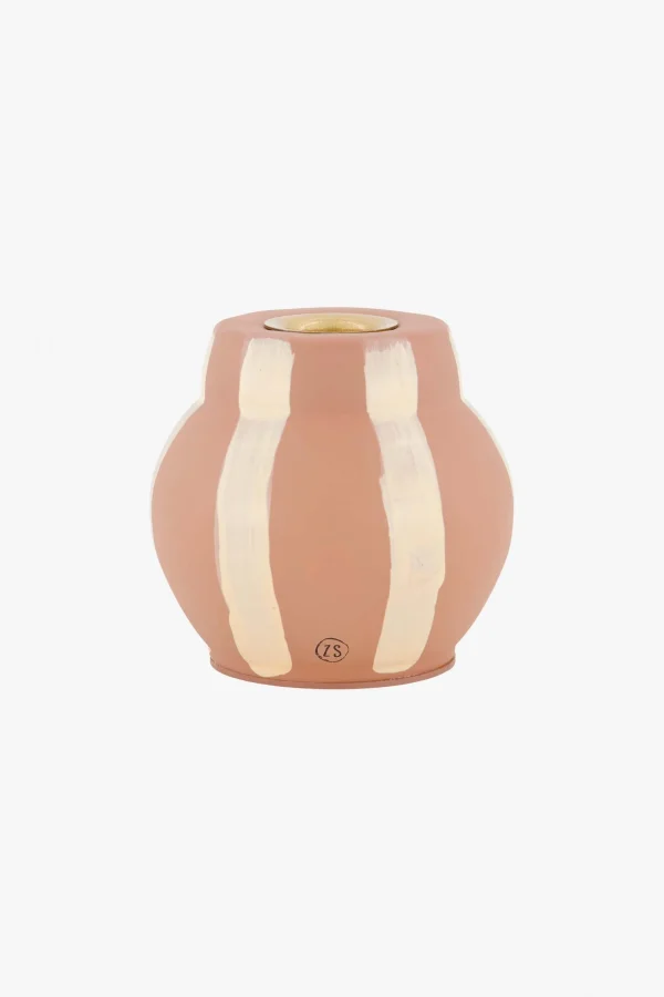 Discount glazen kandelaar met strepen Kaarsen | Kaarsenhouders