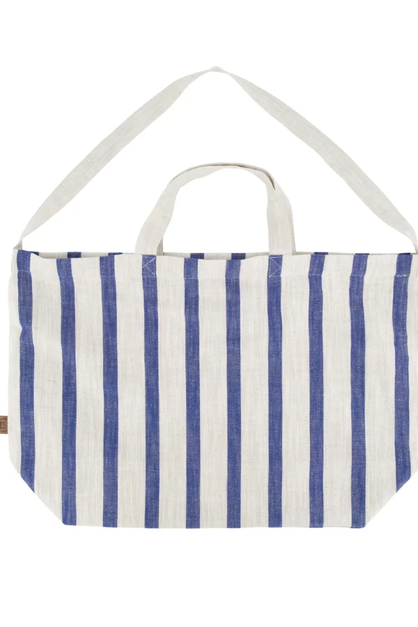 Cheap grote boodschappentas gestreept peper en zout/kobaltblauw Schoudertassen & Handtassen