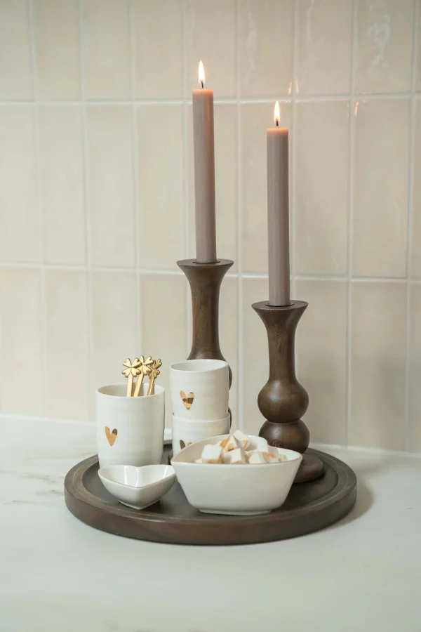 Clearance houten kandelaar L Kaarsen | Kaarsenhouders