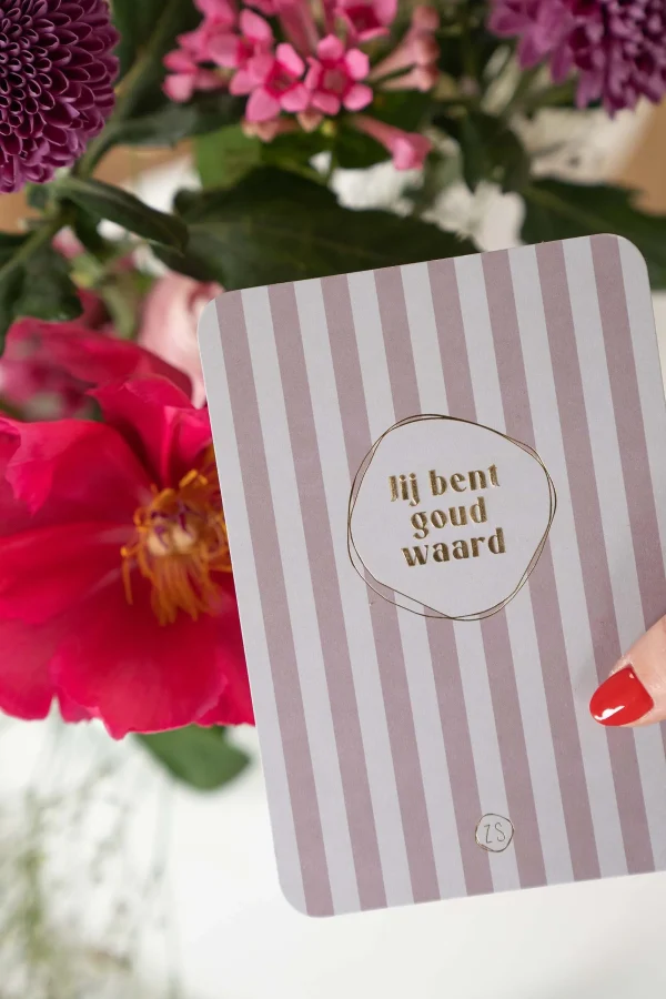 Online kaart ronde hoeken jij bent goud waard terra roze Kaartjes