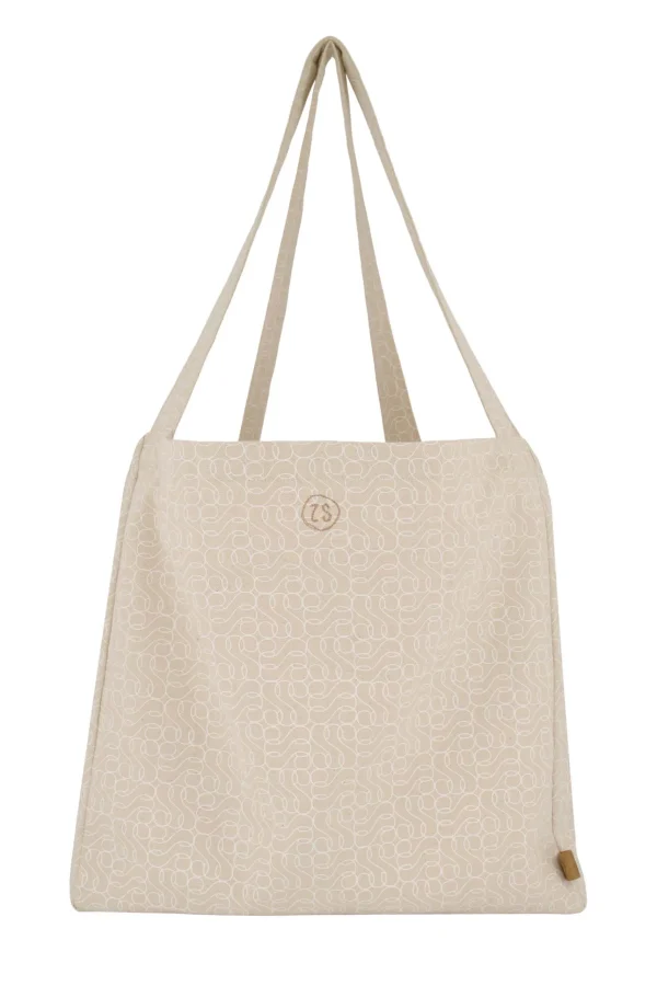 Best Sale katoenen tas met logoprint zand/wit Schoudertassen & Handtassen