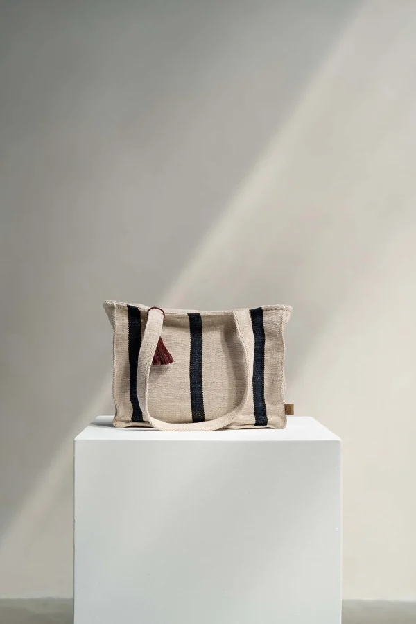 New katoenen tas met streep Schoudertassen & Handtassen