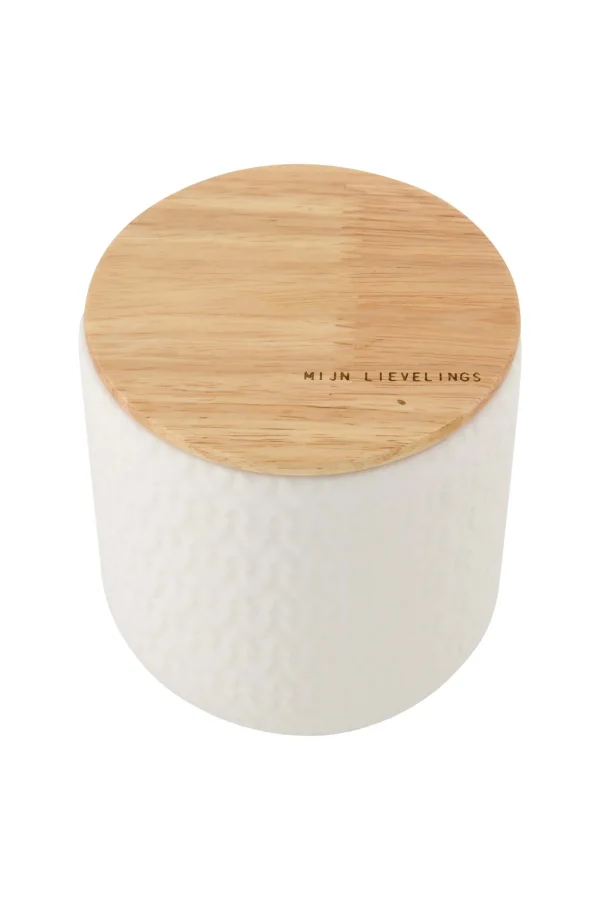 New keramieken bewaarpot met houten deksel hartjes 12cm Keukenaccessoires