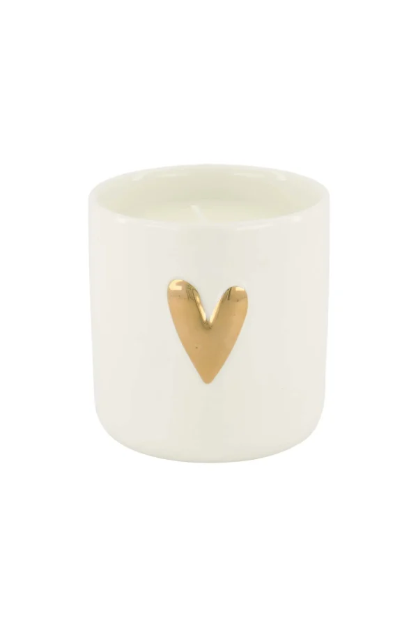Flash Sale keramieken geurkaars linnen hartje wit Geurkaarsen