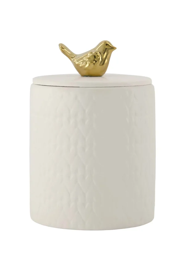 Best keramieken geurkaars met deksel vogel structuur hartjes Geurkaarsen