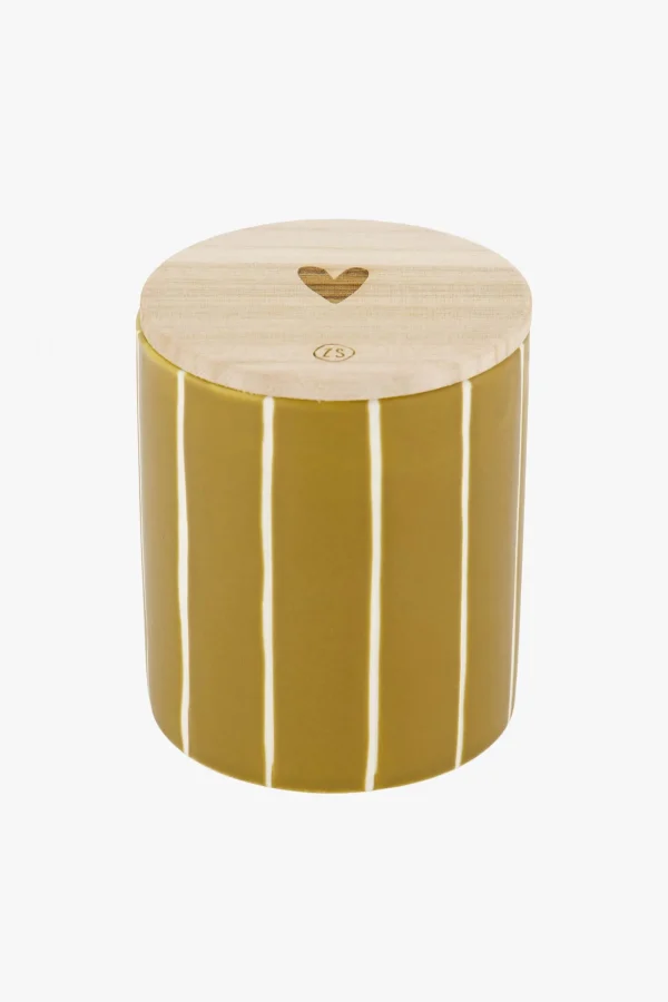 Clearance keramieken geurkaars met houten deksel hartje Geurkaarsen
