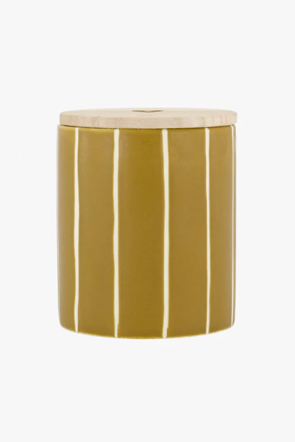 Clearance keramieken geurkaars met houten deksel hartje Geurkaarsen