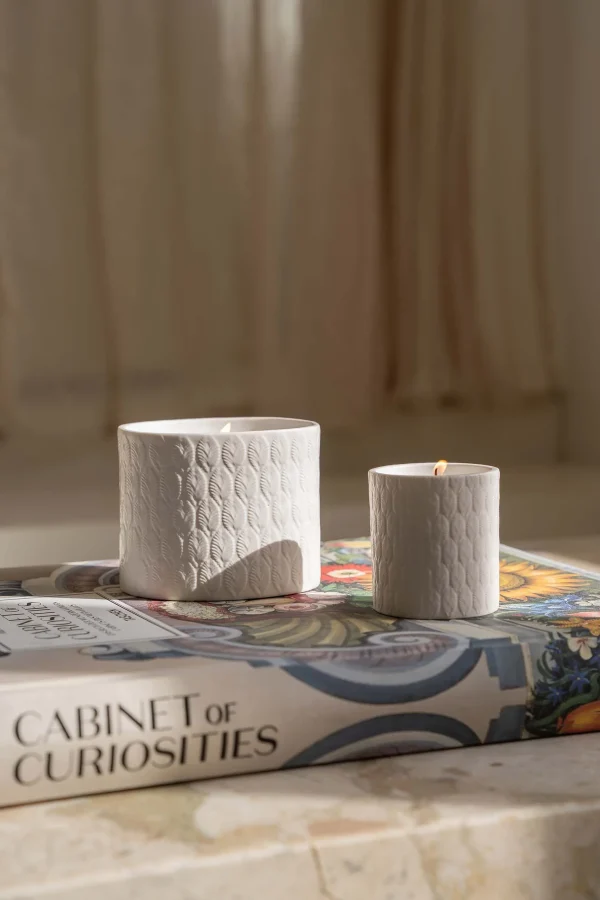 Best keramieken geurkaars ovaal structuur hartjes Geurkaarsen