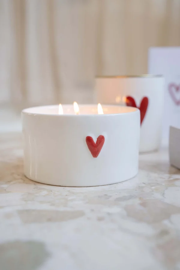 Best Sale keramieken geurkaars rood hart L Geurkaarsen