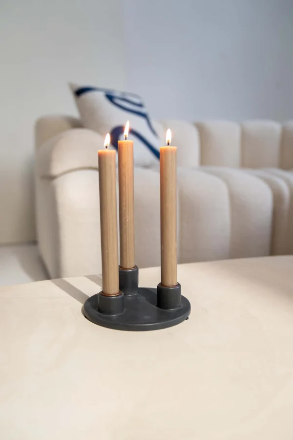 Outlet keramieken kandelaar voor 3 dinerkaarsen rond Kaarsen | Kaarsenhouders