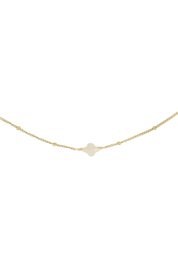 Store ketting met bloemsteentje /goud Kettingen