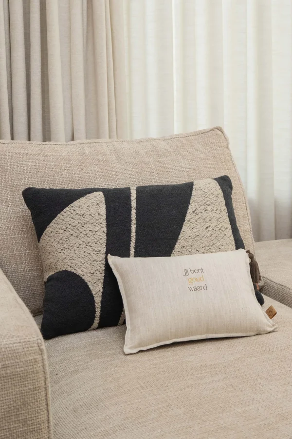 Store kussen grafisch element 60x40cm antraciet Kussens