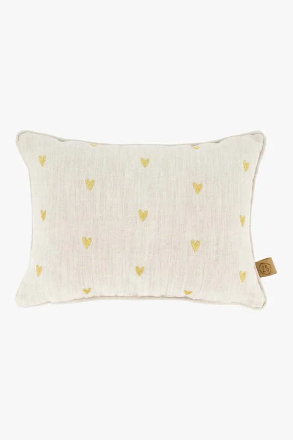 Sale kussen i like you en hartjes 35x25cm peper en zout/goud Kussens