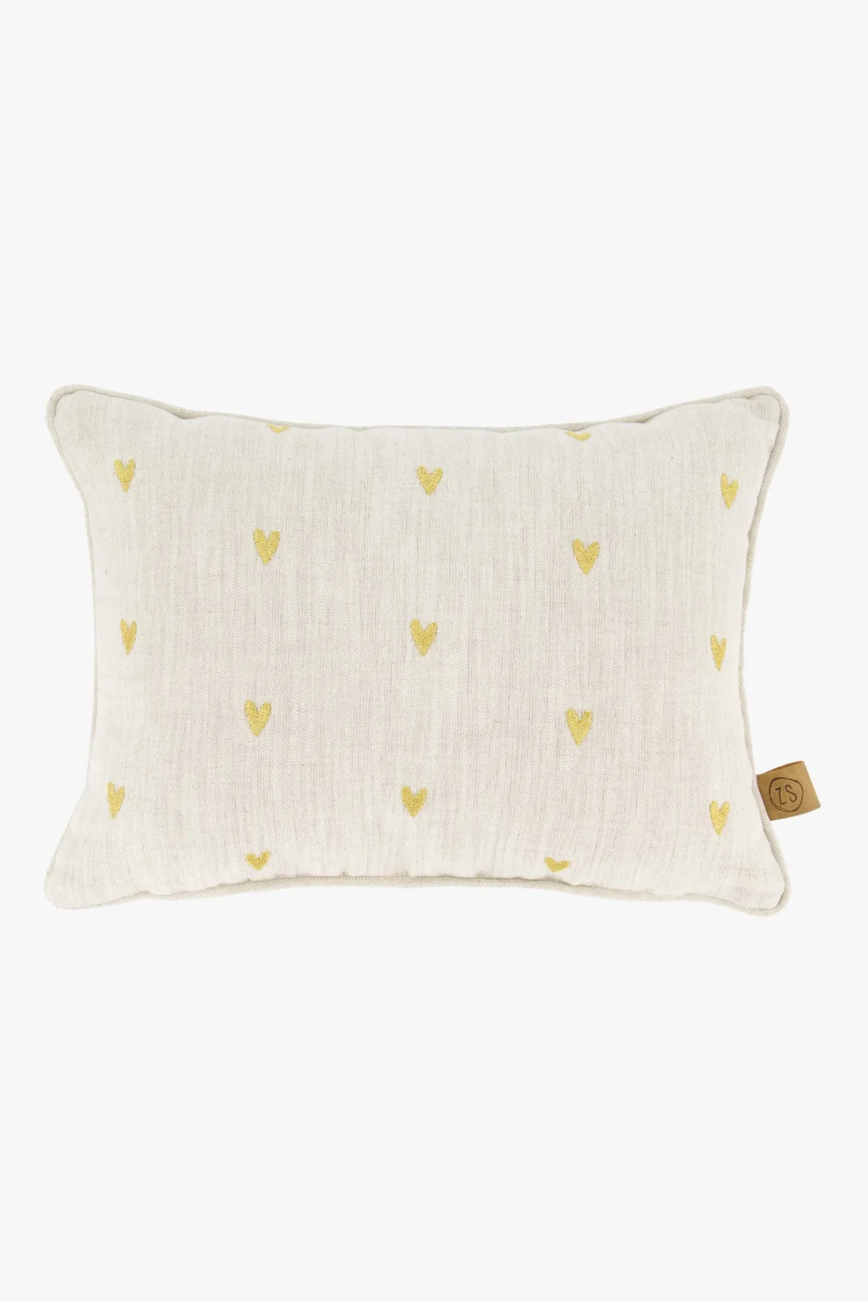 Sale kussen i like you en hartjes 35x25cm peper en zout/goud Kussens