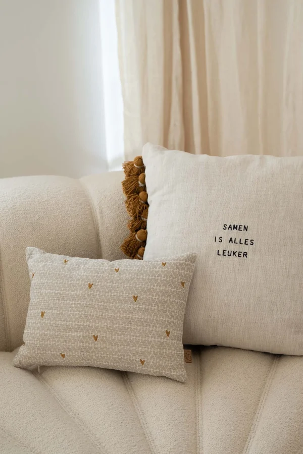 Sale kussen samen is alles leuker hartjes 35x25cm Kussens