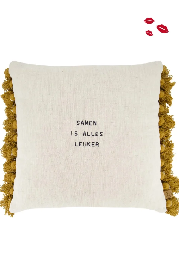 Online kussen samen is alles leuker streep 45x45cm Kussens