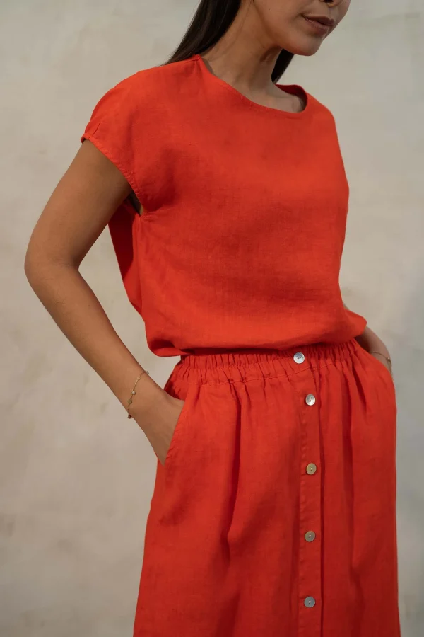 Cheap linnen doorknooprok Jurkjes & Rokken