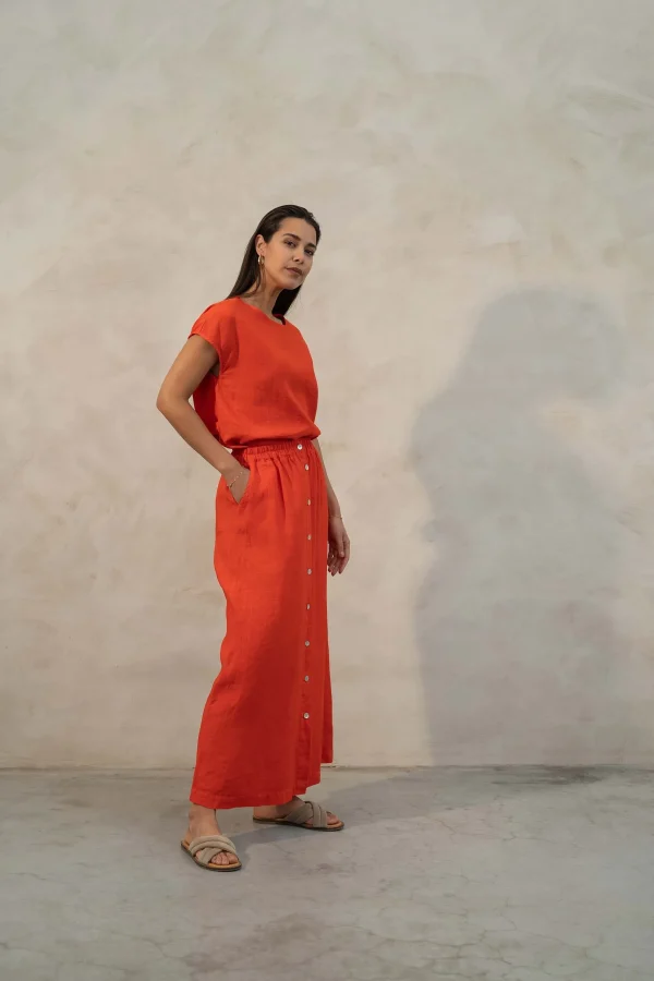 Cheap linnen doorknooprok Jurkjes & Rokken