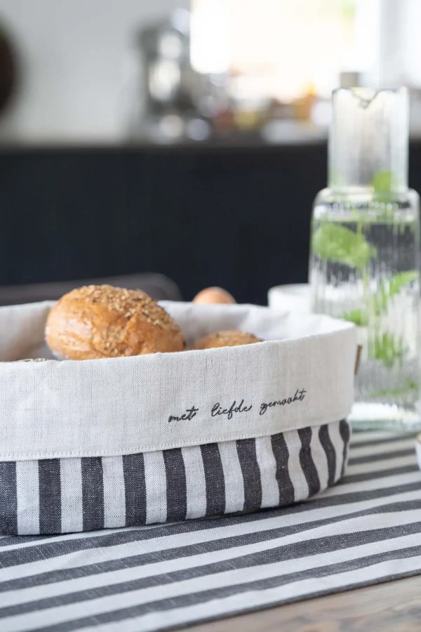 Clearance linnen mandje strepen L Keukenaccessoires