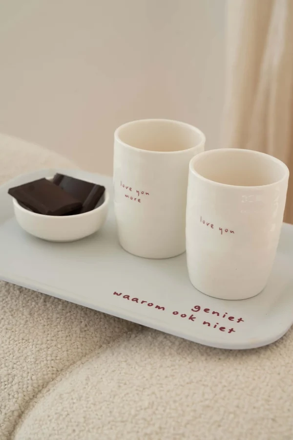 Clearance melamine dienblad 29x19cm geniet off white/rood Keukenaccessoires