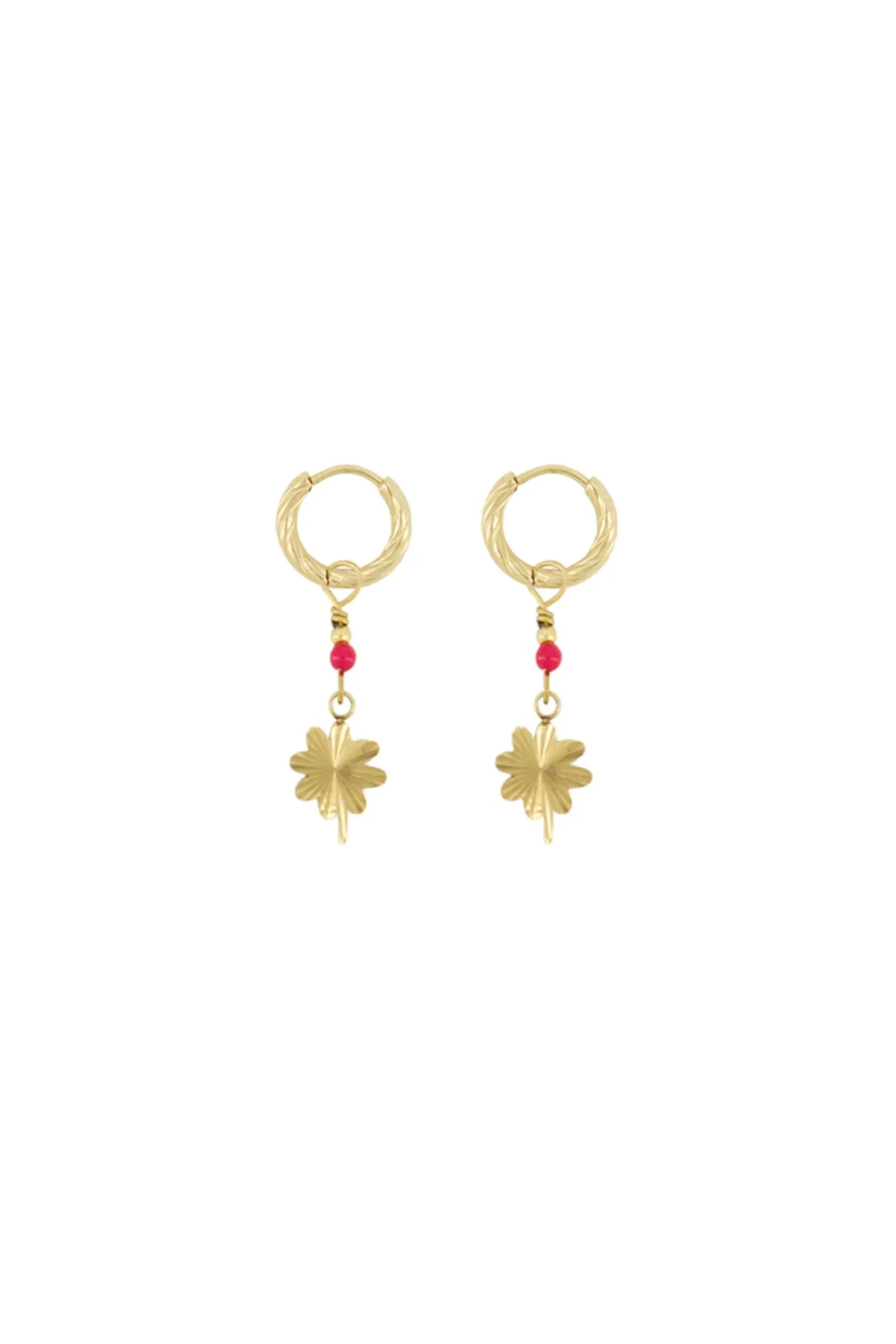 zusss_oorbel_met_klavertje_roze_rood_1.webp Sale oorbel met klavertje roze rood Oorbellen