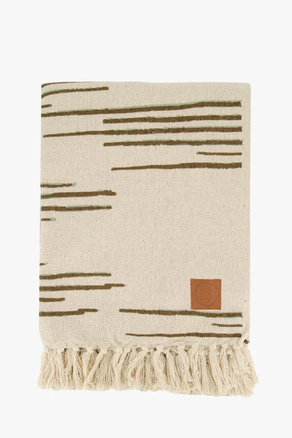 New plaid lijnenpatroon 130x170 /saliegroen Plaids & Vloerkleden