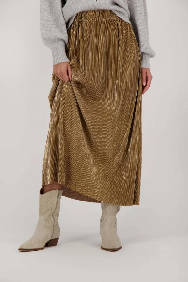 Hot plisse rok goud Jurkjes & Rokken