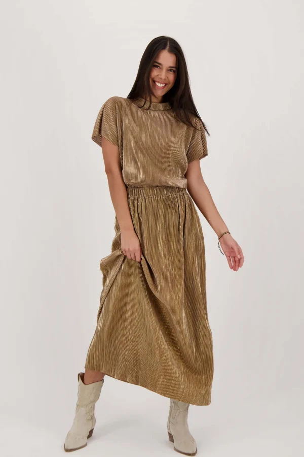 Hot plisse rok goud Jurkjes & Rokken