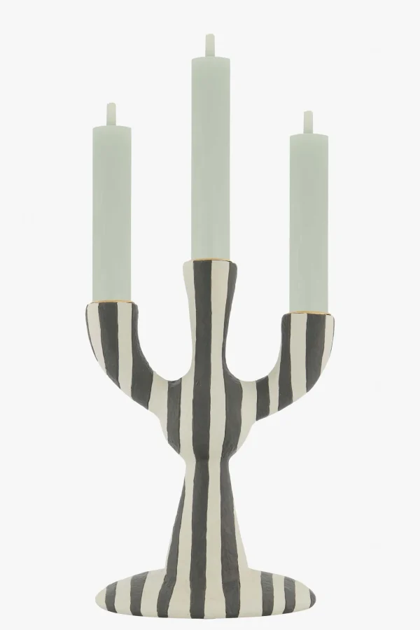 Sale polystone kandelaar met strepen Kaarsen | Kaarsenhouders