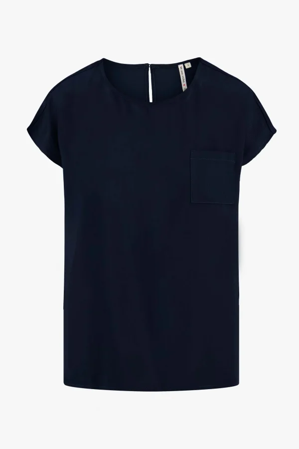 Fashion satijnen twill top met boothals Tops