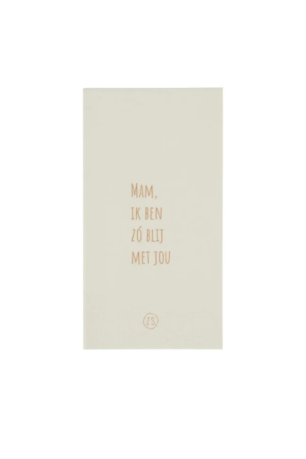 Fashion servetten mam zo blij met jou 11x20cm off white Servetten | Keukentextiel