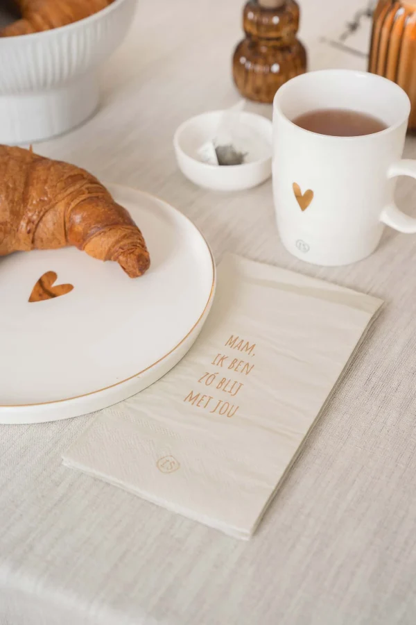 Fashion servetten mam zo blij met jou 11x20cm off white Servetten | Keukentextiel