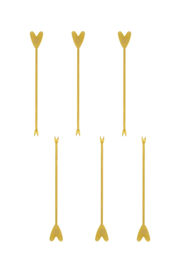 Online set van 6 borrelprikkers hartje Bestek