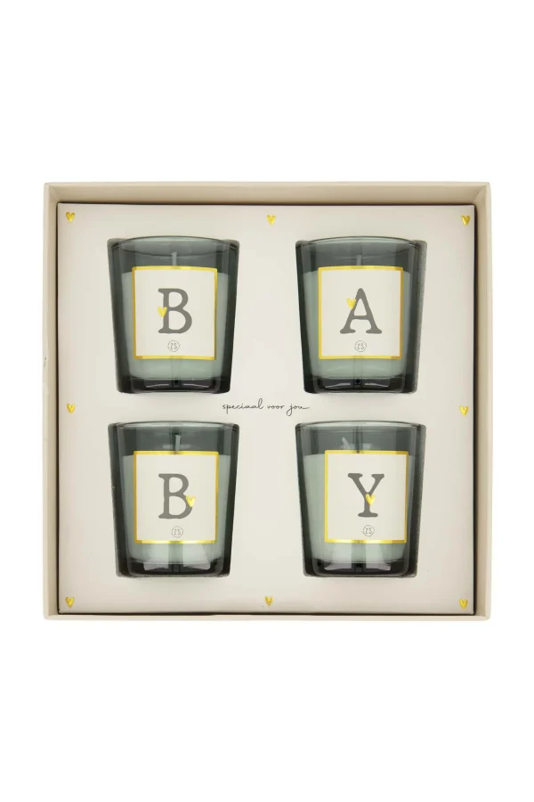 Hot set van 4 glaskaarsjes baby Kaarsen