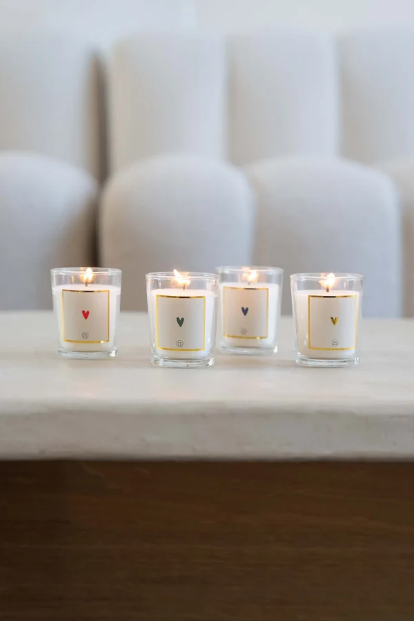 Cheap set van 4 glaskaarsjes hartje Kaarsen