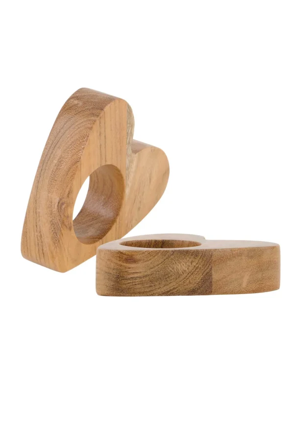 Discount set van 2 houten servetringen/eierdopjes Keukenaccessoires