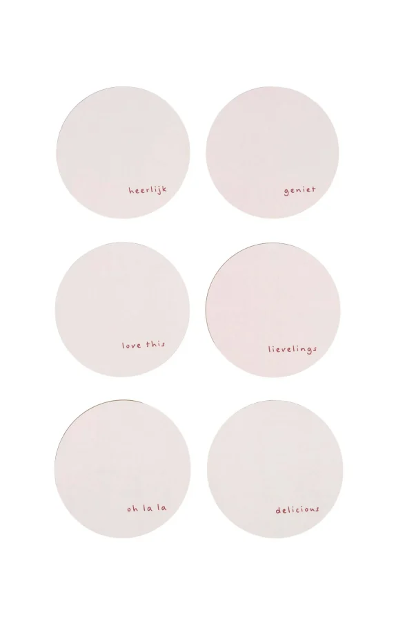 Flash Sale set van 6 onderzetters met tekst Keukenaccessoires